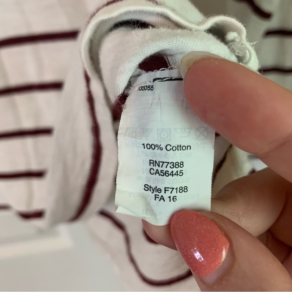 Madewell Whisper Cotton Turtleneck White and Maroon Striped, size M - Picture 7 of 10